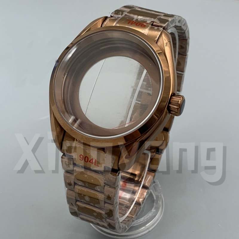 Bronze Case Watch - 40MM NH35 ポリッシュベゼル ローズゴールド腕時計ケース サファイアガラス 33.5mm文字盤対応