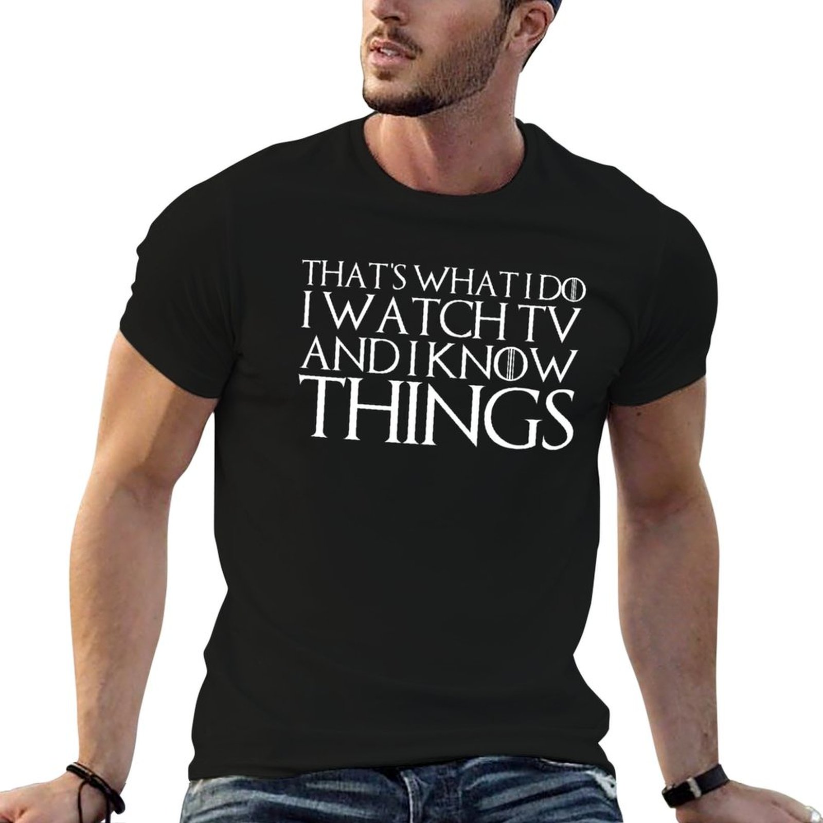 Luxury Watch China - それが私のお仕事です。テレビを見たり、物事を知ったりします。デザインTシャツ、Tシャツ、男性用高級Tシャツ、綿Tシャツ