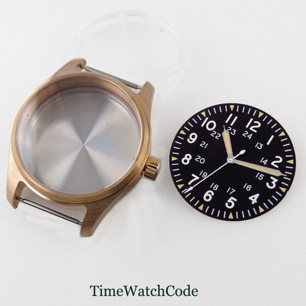 Bronze Case Watch - 39 ミリメートルパイロットダイバーウォッチケースソリッドブロンズ CUSN8 サファイアクリスタル NH35 NH36