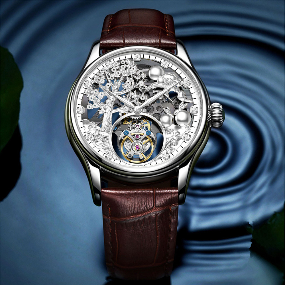 Zodiac Luxury Watch - AESOP リアルトゥールビヨン機械式男性腕時計ブランドスケルトン中空発光針時計男性トゥールビヨン腕時計干支ウサギ