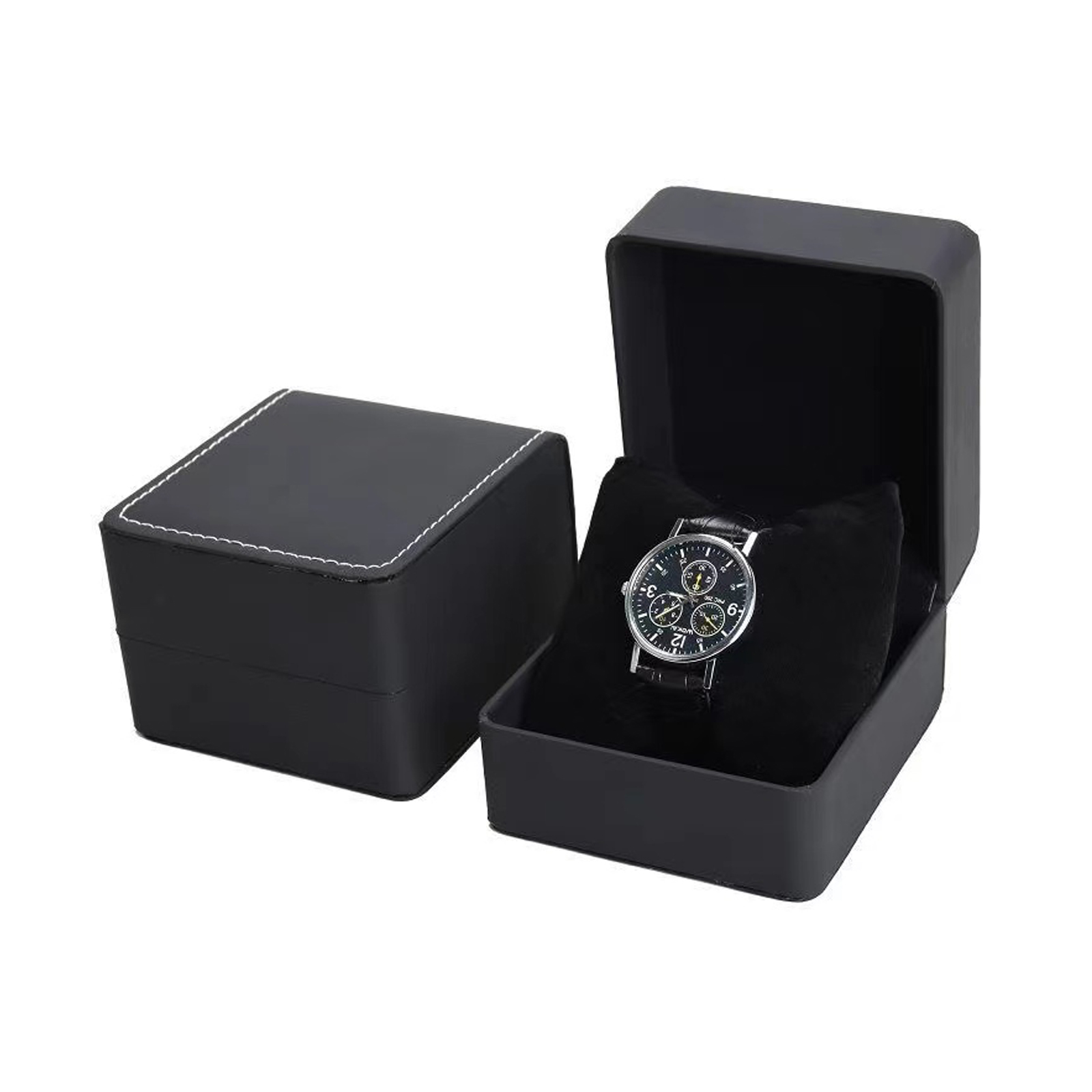 Luxury Watch Travel Case - Lnofxas ブラック シングルウォッチ ギフトボックス 枕付き PUレザー腕時計ディスプレイケースオーガナイザー