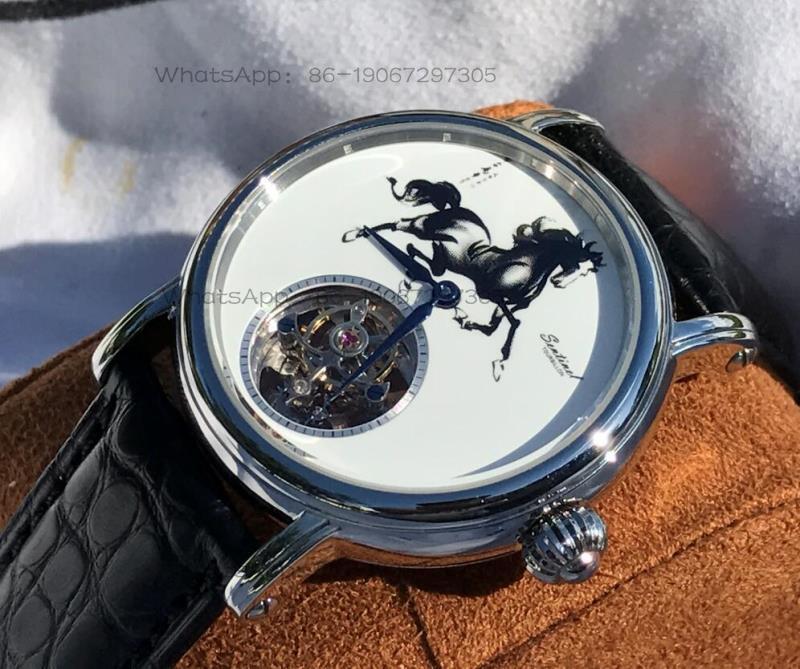 Zodiac Luxury Watch - エナメル文字盤 メンズ機械式時計 トゥールビヨン ST8000 ムーブメント搭載腕時計 馬の干支トゥールビヨン高級腕時計