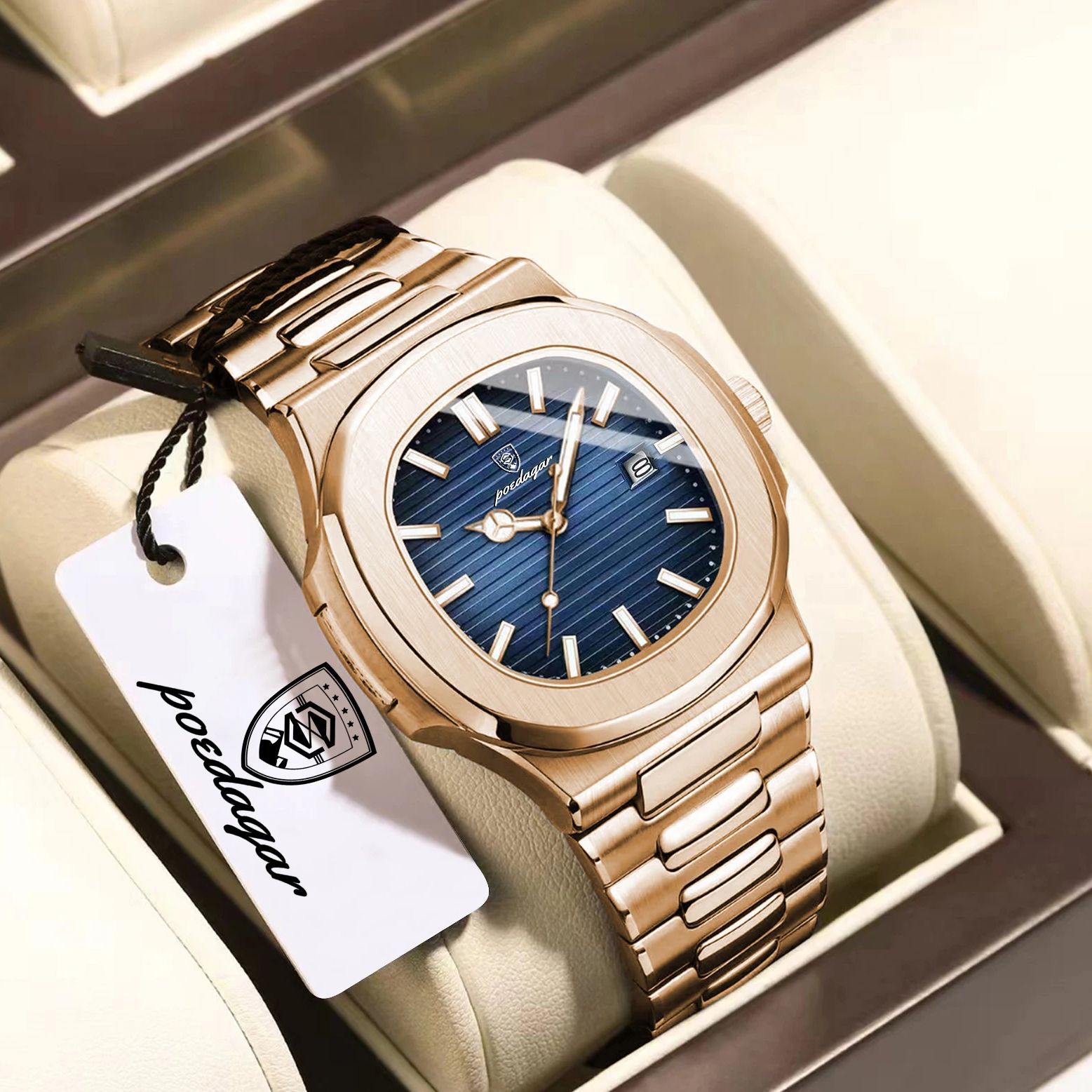 Open Heart Watch - POEDAGAR ファッションカップルウォッチ 防水 夜光 日付 ステンレススチール