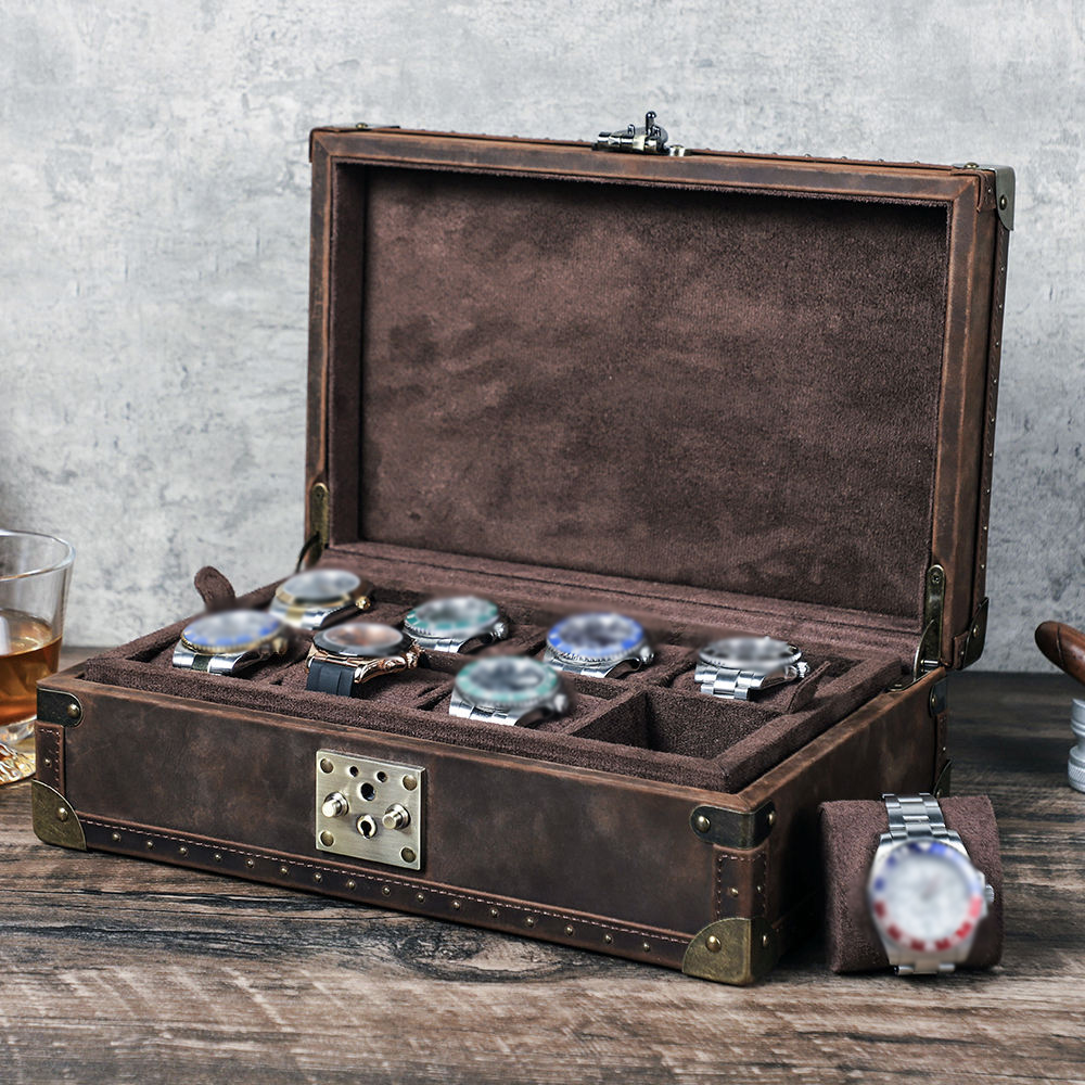 Luxury Watch Travel Case - CONTACT'S FAMILY 8 レザーカスタムウォッチケース ヴィンテージ 8グリッド