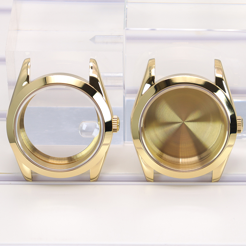 Bronze Case Watch - 男性用サファイアクリスタル時計ケースパーツ,ラグジュアリーゴールド,nh35,nh36,38,miyota 8215ムーブメント,28.5mm,ダイヤル,ホットセール,エアキング,36mm, 40mm