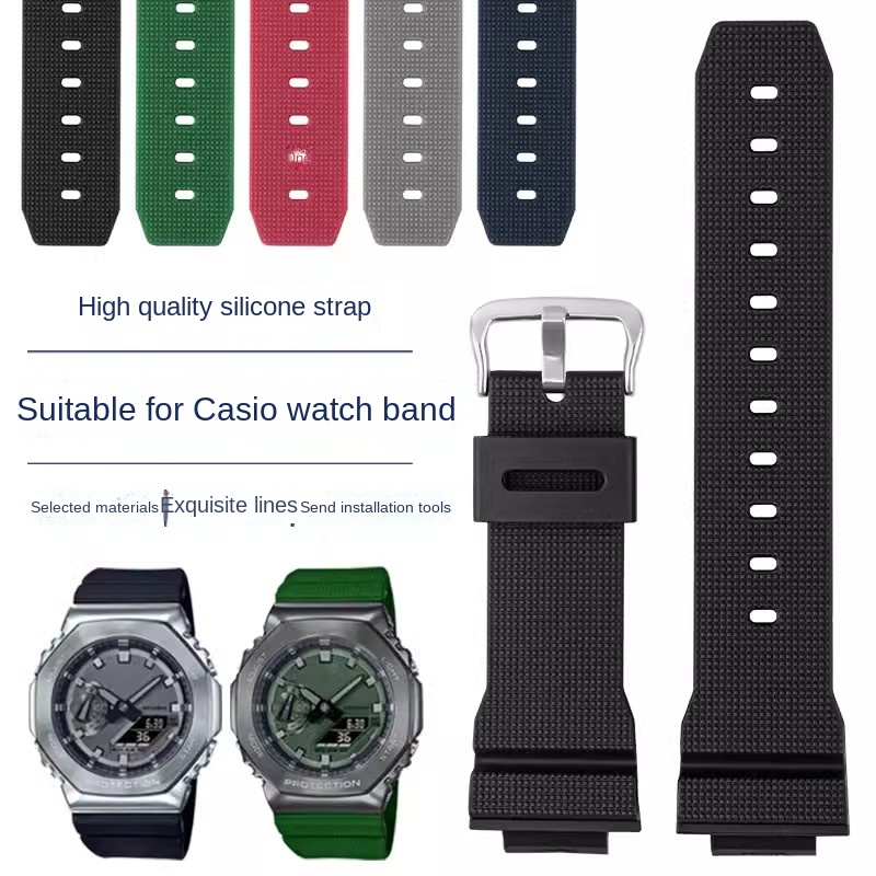 Luxury Watch Casio - メンズラバーウォッチ,クラシックウォッチ用レジンウォッチバンド,cio g-shock,GM-2100, GM-S2100, GA-2100, GA-2100,用ラバーブレスレット,16mm