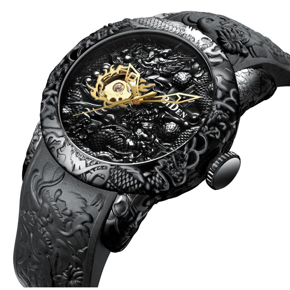 Luxury Watch Nice - 高級 BiDen 真新しいスタイルドラゴン彫刻腕時計メンズ機械式ムーブメント自動自動巻き腕時計素敵なギフトアイデア