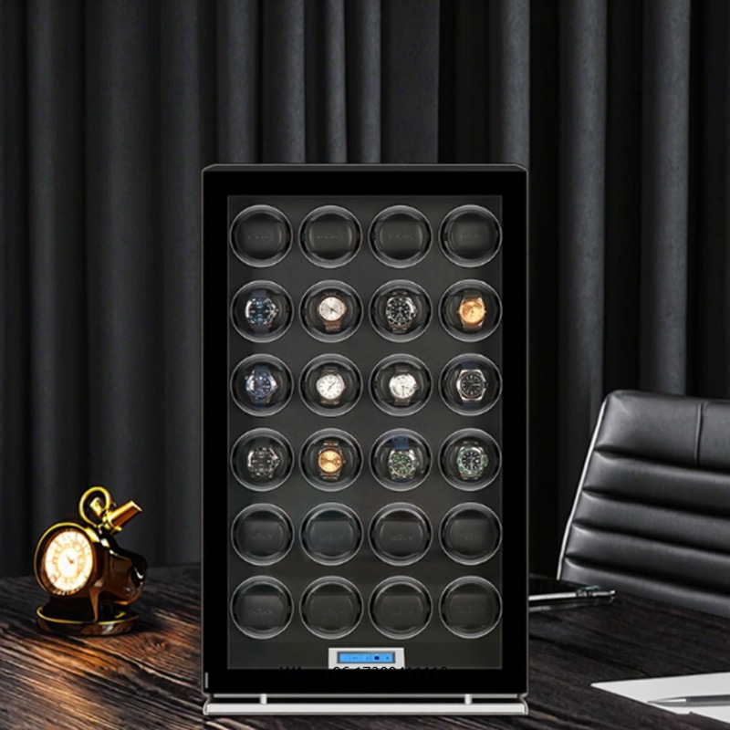 Luxury Watch Safe - 静音で耐久性があり、高級感のある高品質自動巻き時計ワインダーボックス、24スロット、安全なモーター、時計ケース、長方形のキャビネット