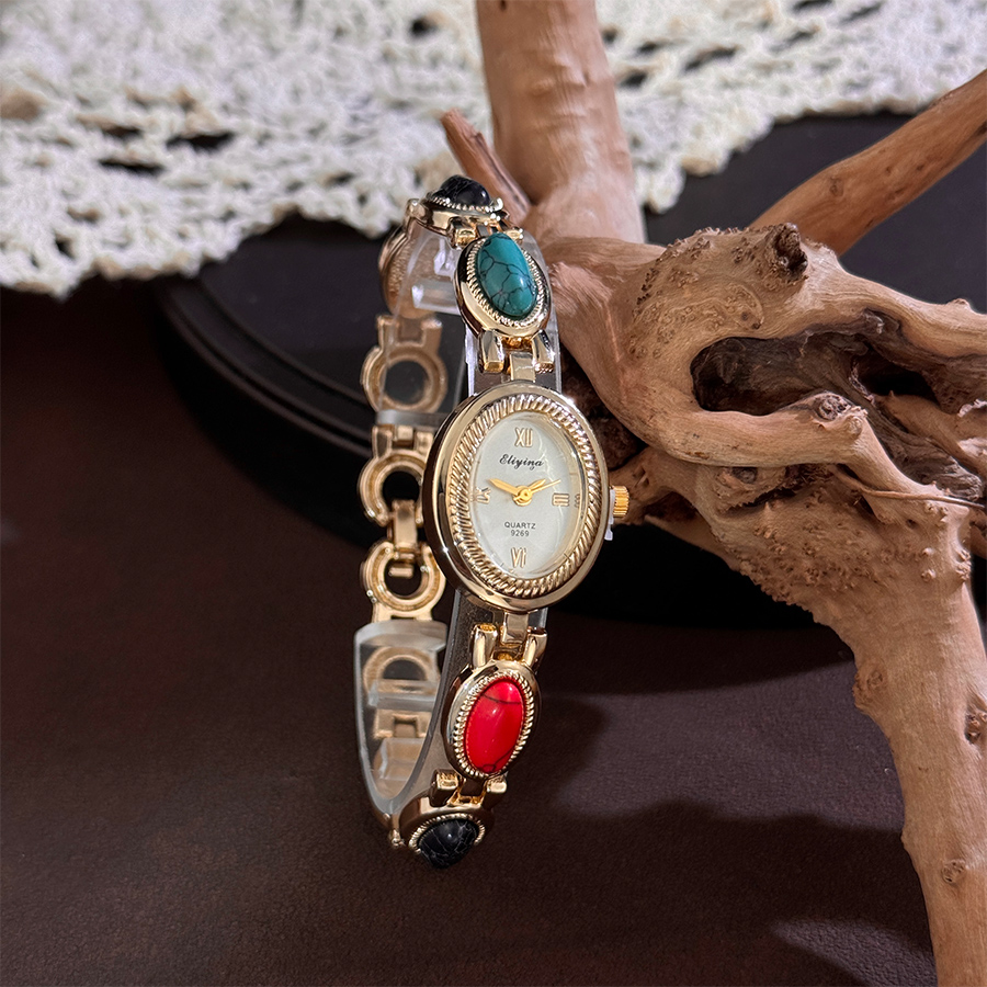 カラージェムストーン付きフェムクォーツウォッチ、リチウム合金 - Luxury Watch Vintage のレビューと価格