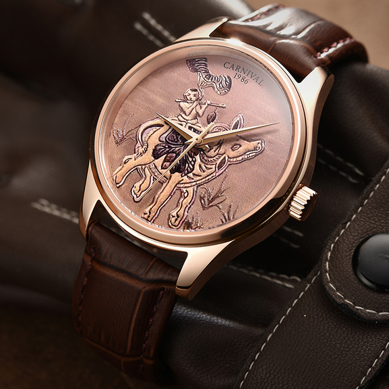 カーニバルブランドファッション干支牛ローズゴールド機械式時計 - Zodiac Luxury Watch のレビューと価格
