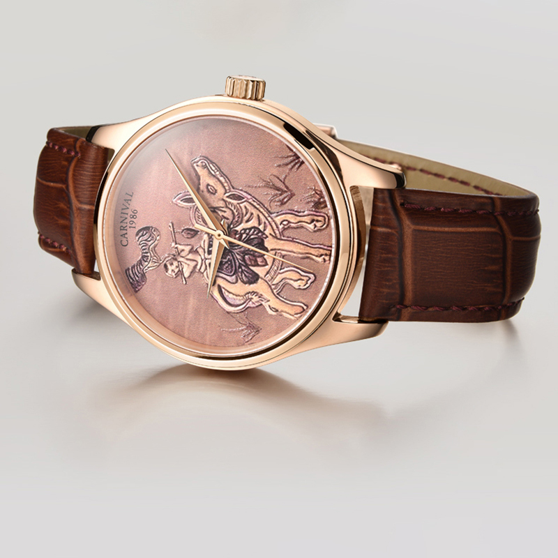 カーニバルブランドファッション干支牛ローズゴールド機械式時計 - Zodiac Luxury Watch のレビューと価格