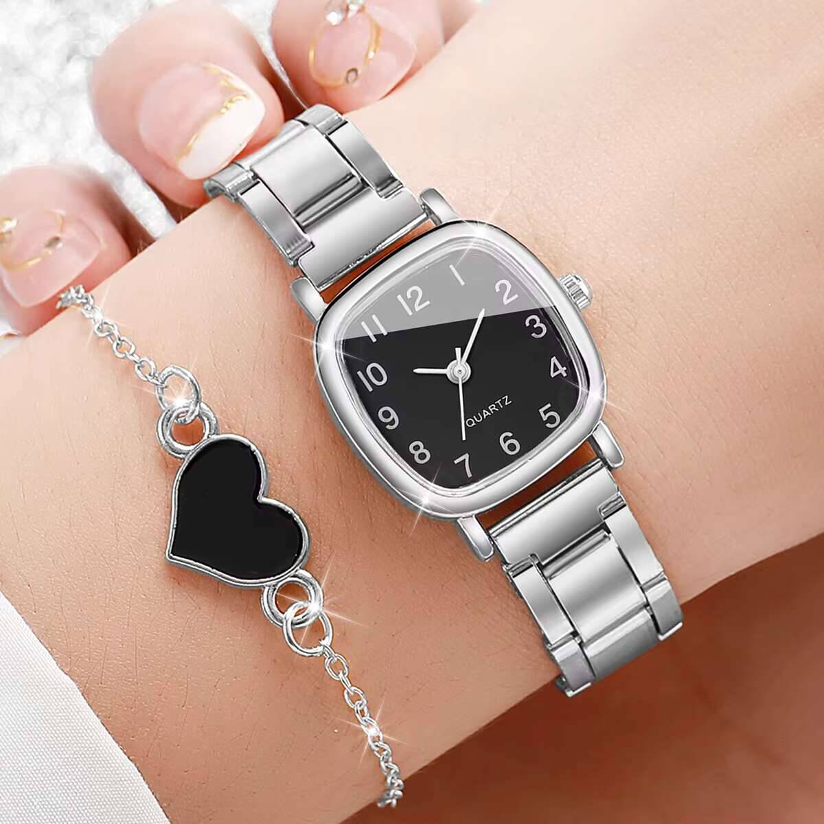 2 個のファッション女性用腕時計セット合金バンドクォーツ時計 - Open Heart Watch のレビューと価格
