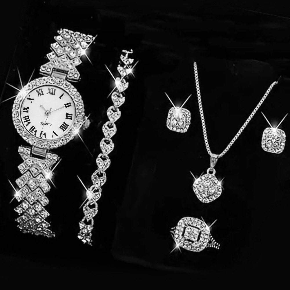 6 ピース/セット高級ラインストーン女性用腕時計ファッション - Luxury Watch Travel Case のレビューと価格