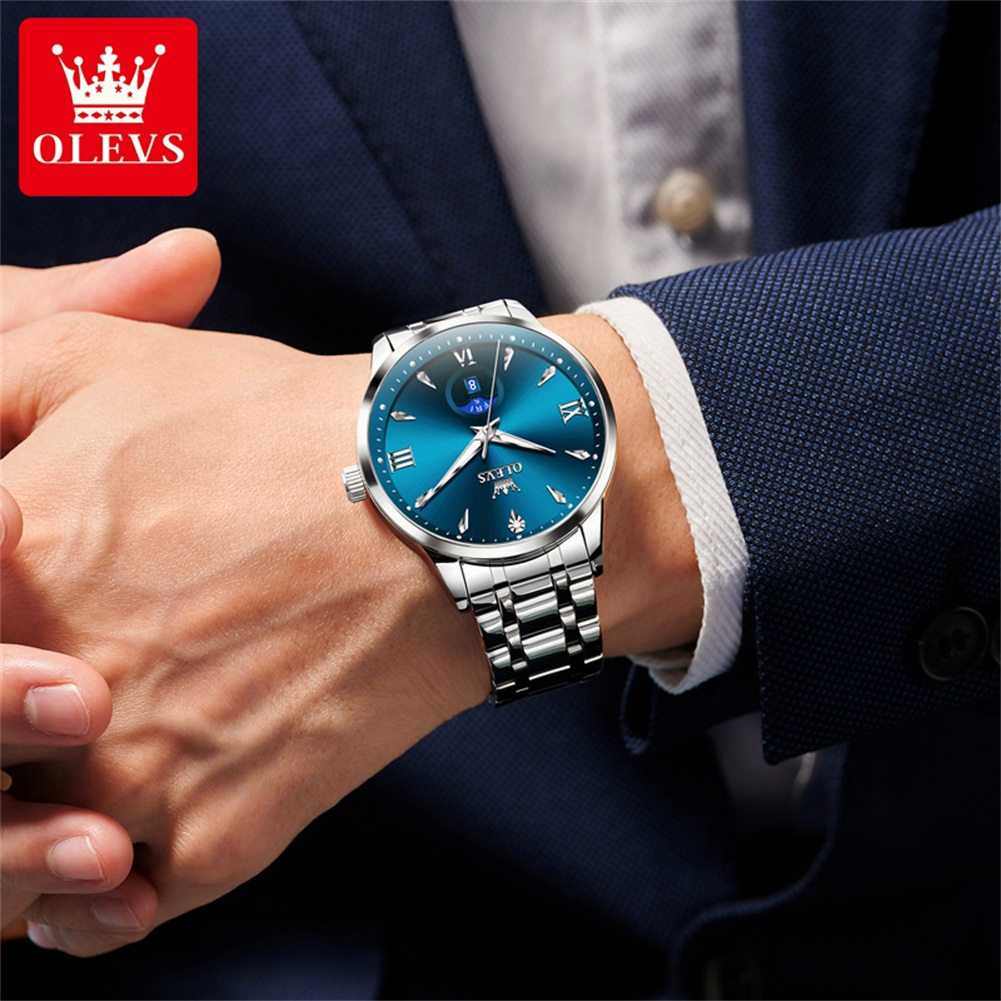OLEVS ムーンフェイズメンズ腕時計カレンダー 30 メー - Luxury Watch Men のレビューと価格