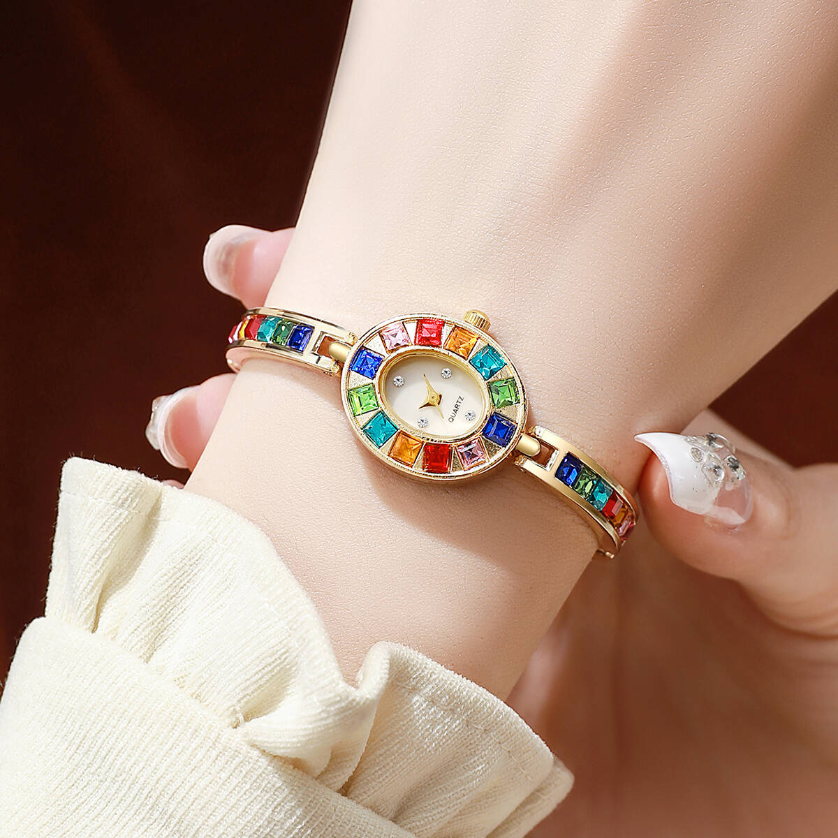 2 ピース/セット高級ラインストーン女性用腕時計ファッション - Luxury Watch Travel Case のレビューと価格
