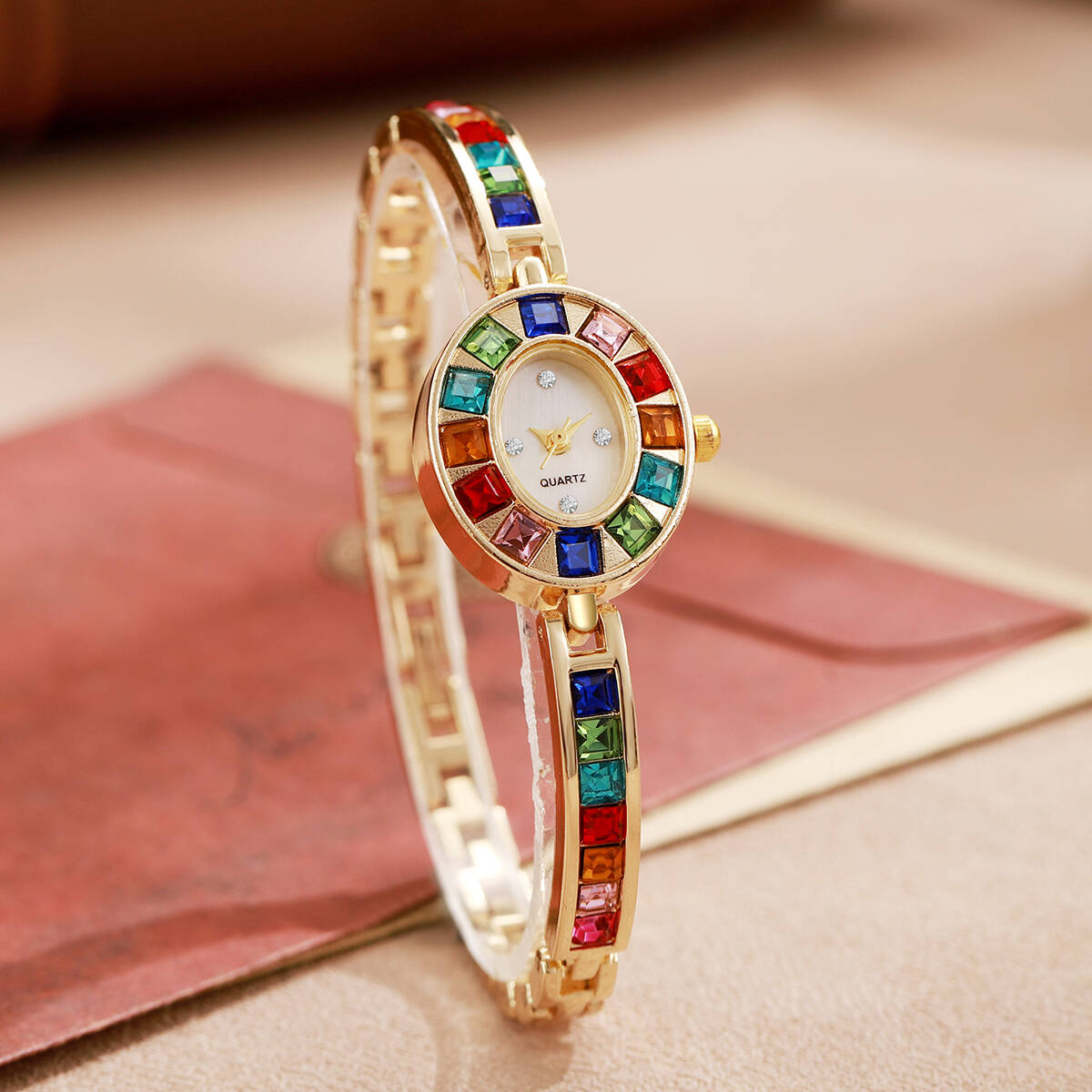 2 ピース/セット高級ラインストーン女性用腕時計ファッション - Luxury Watch Travel Case のレビューと価格