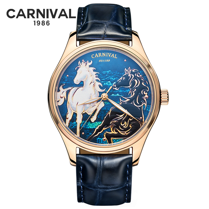 カーニバルブランドファッション干支馬機械式時計男性用サファイ - Zodiac Luxury Watch のレビューと価格