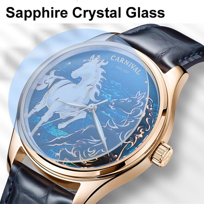 カーニバルブランドファッション干支馬機械式時計男性用サファイ - Zodiac Luxury Watch のレビューと価格
