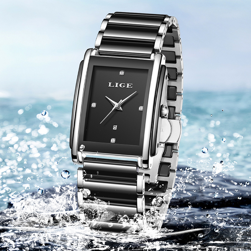LIGE 新しい高級女性腕時計エレガントなセラミッククォーツ - Luxury Watch Travel Case のレビューと価格