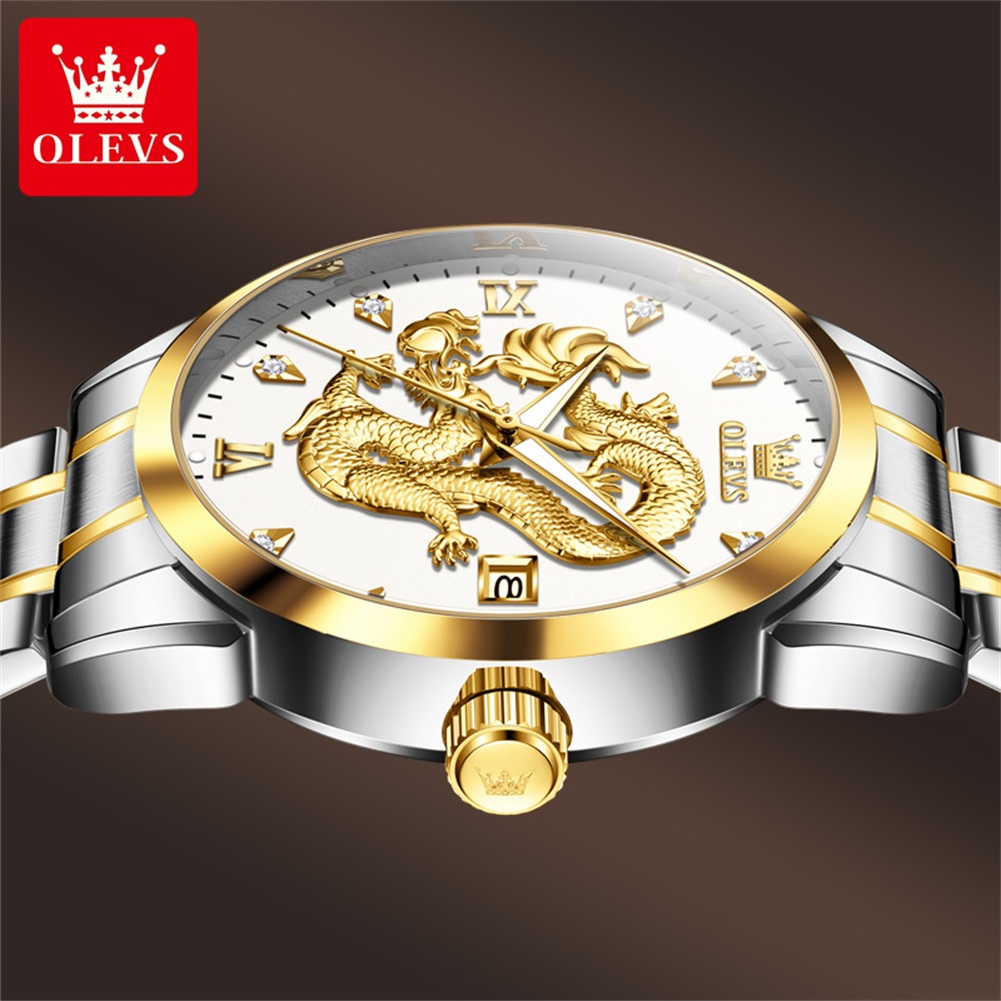 OLEVS ファッション中国龍ドラゴンダイヤルクォーツ時計男 - Luxury Watch China のレビューと価格