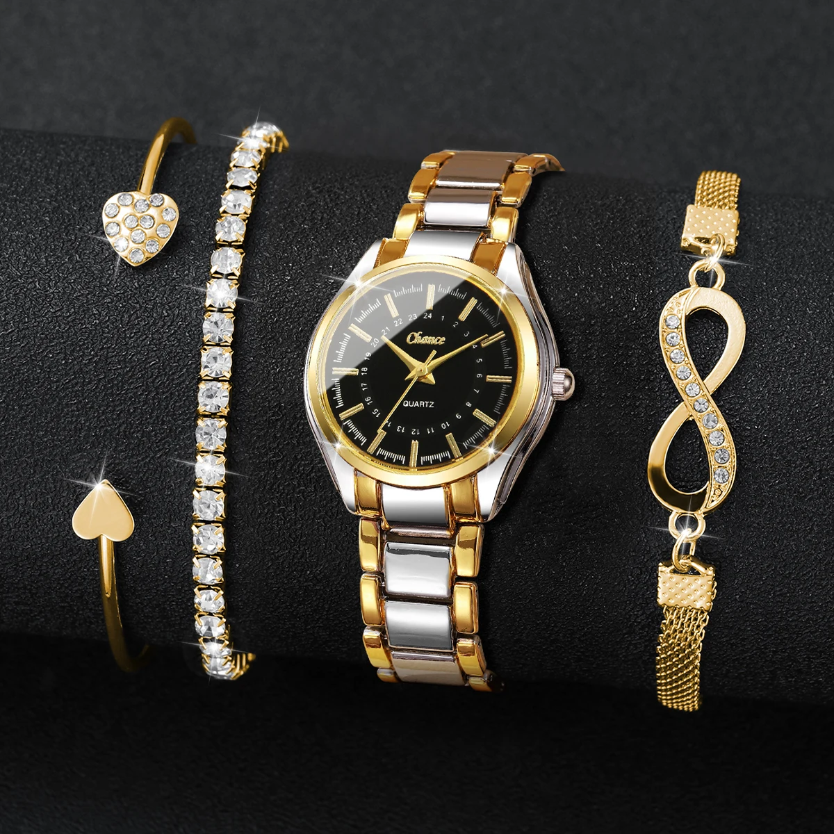 4 個のエレガントな女性用腕時計ブレスレットセットレディース - Luxury Watch Travel Case のレビューと価格