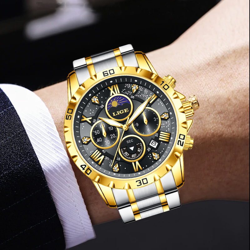 LIGE トップブランドの高級クォーツマンウォッチカジュアル - Luxury Watch Men のレビューと価格
