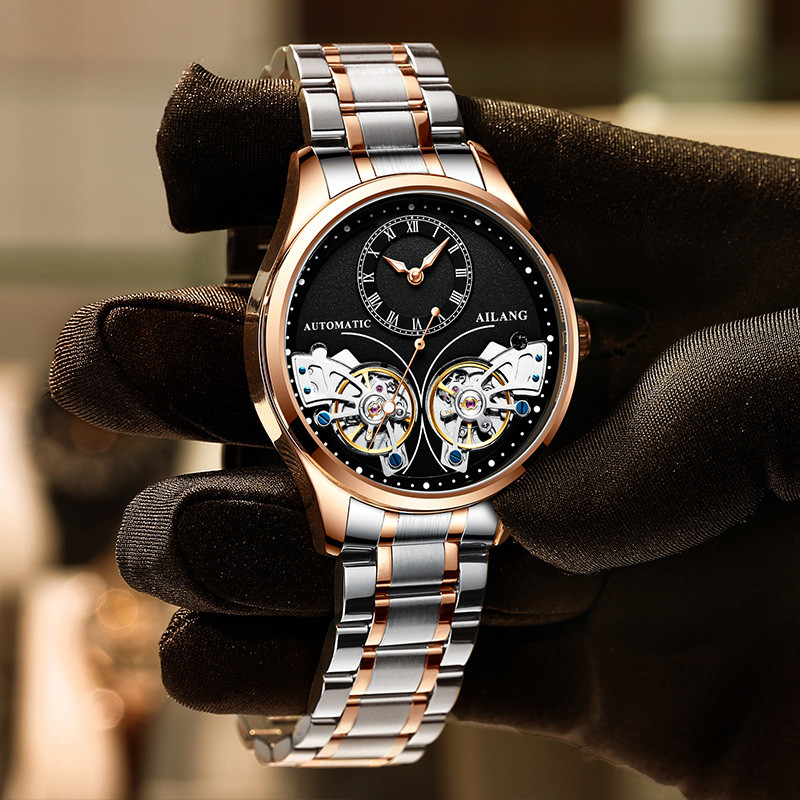 AILANG 真新しいファッションダブルトゥールビヨン腕時計 - Open Heart Watch のレビューと価格