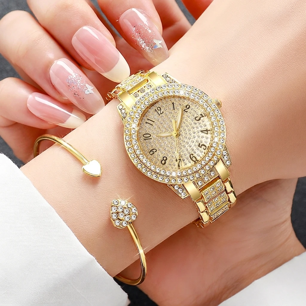 6 個のファッションラインストーン女性腕時計ハートジュエリー - Open Heart Watch のレビューと価格