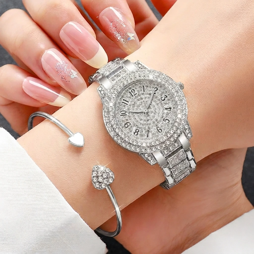 6 個のファッションラインストーン女性腕時計ハートジュエリー - Open Heart Watch のレビューと価格