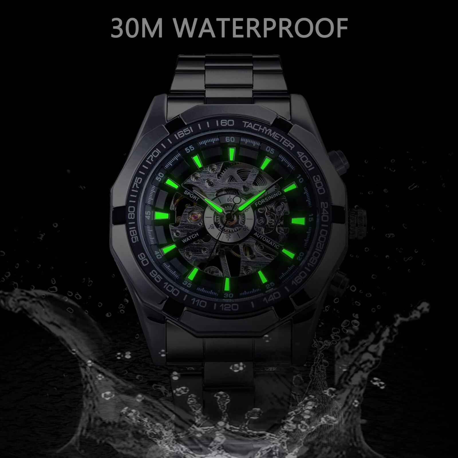 FORSINING ブランド自動自動風スケルトン機械式メンズ - Luxury Watch Nice のレビューと価格