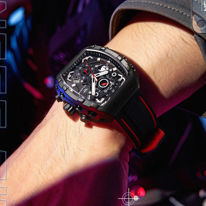 Ailang-男性用高級トノーケースクォーツ時計、発光クロノ - Luxury Watch Trends 2025 のレビューと価格