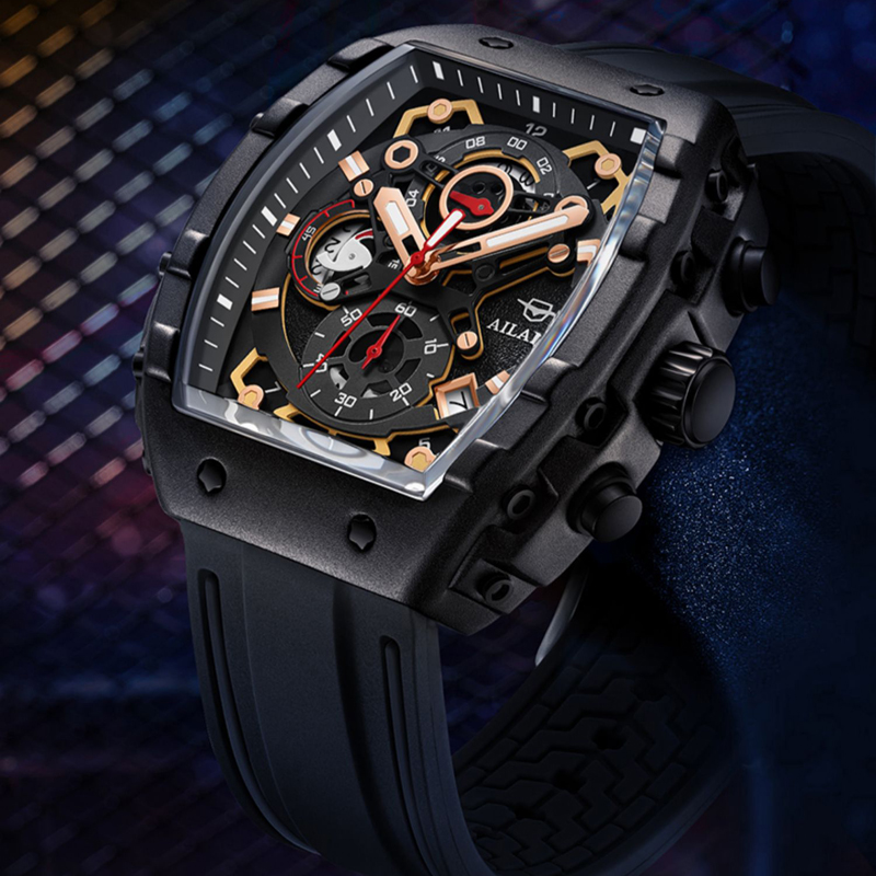 Ailang-男性用高級トノーケースクォーツ時計、発光クロノ - Luxury Watch Trends 2025 のレビューと価格
