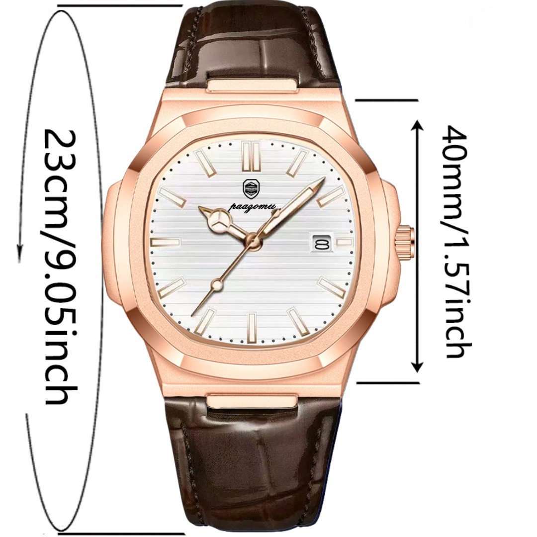 PAAZOMU トップ高級スクエアマンウォッチ高品質レザーク - Luxury Watch Nice のレビューと価格