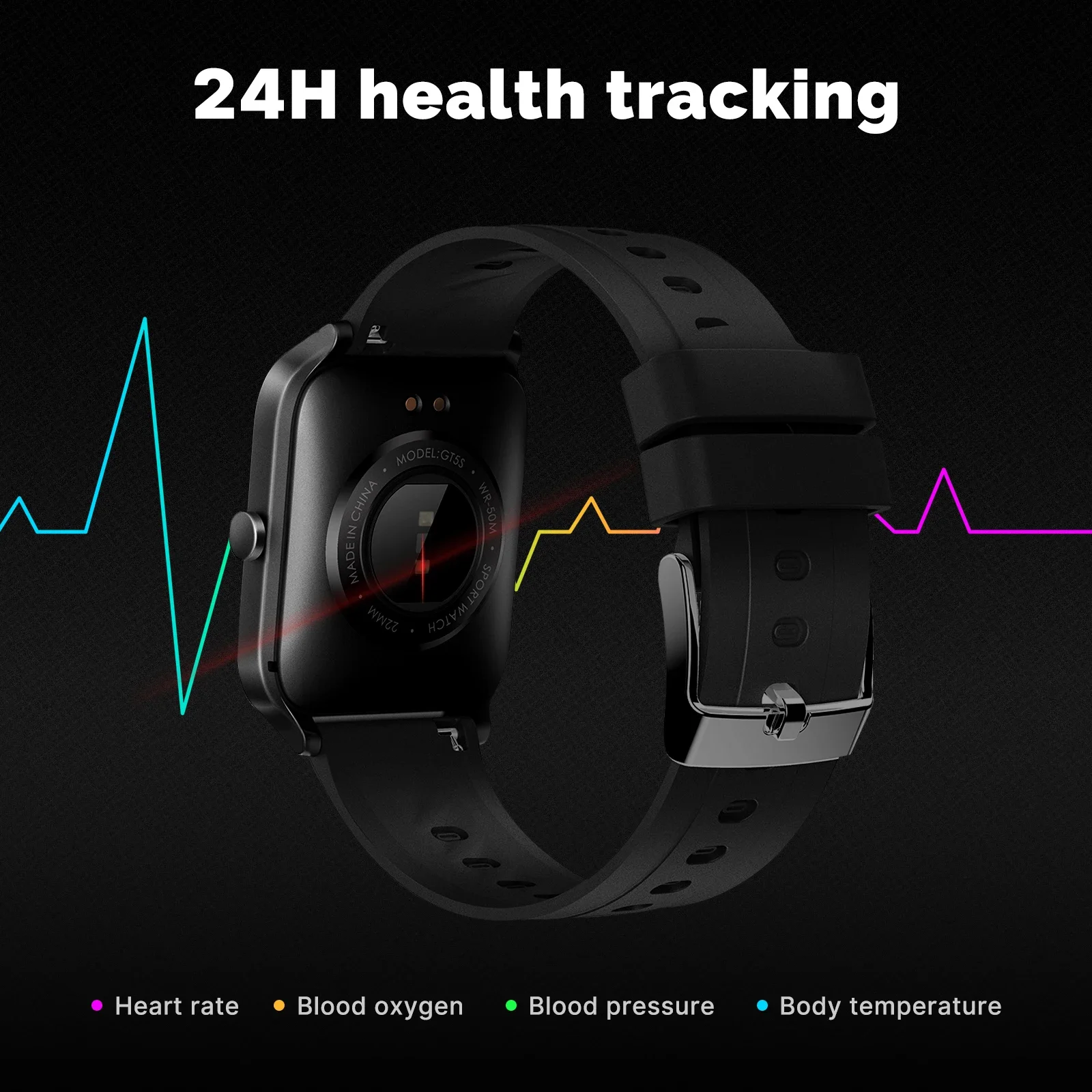 Moes-フィットネストラッカー内蔵のスマートウォッチ、心拍 - Open Heart Watch のレビューと価格