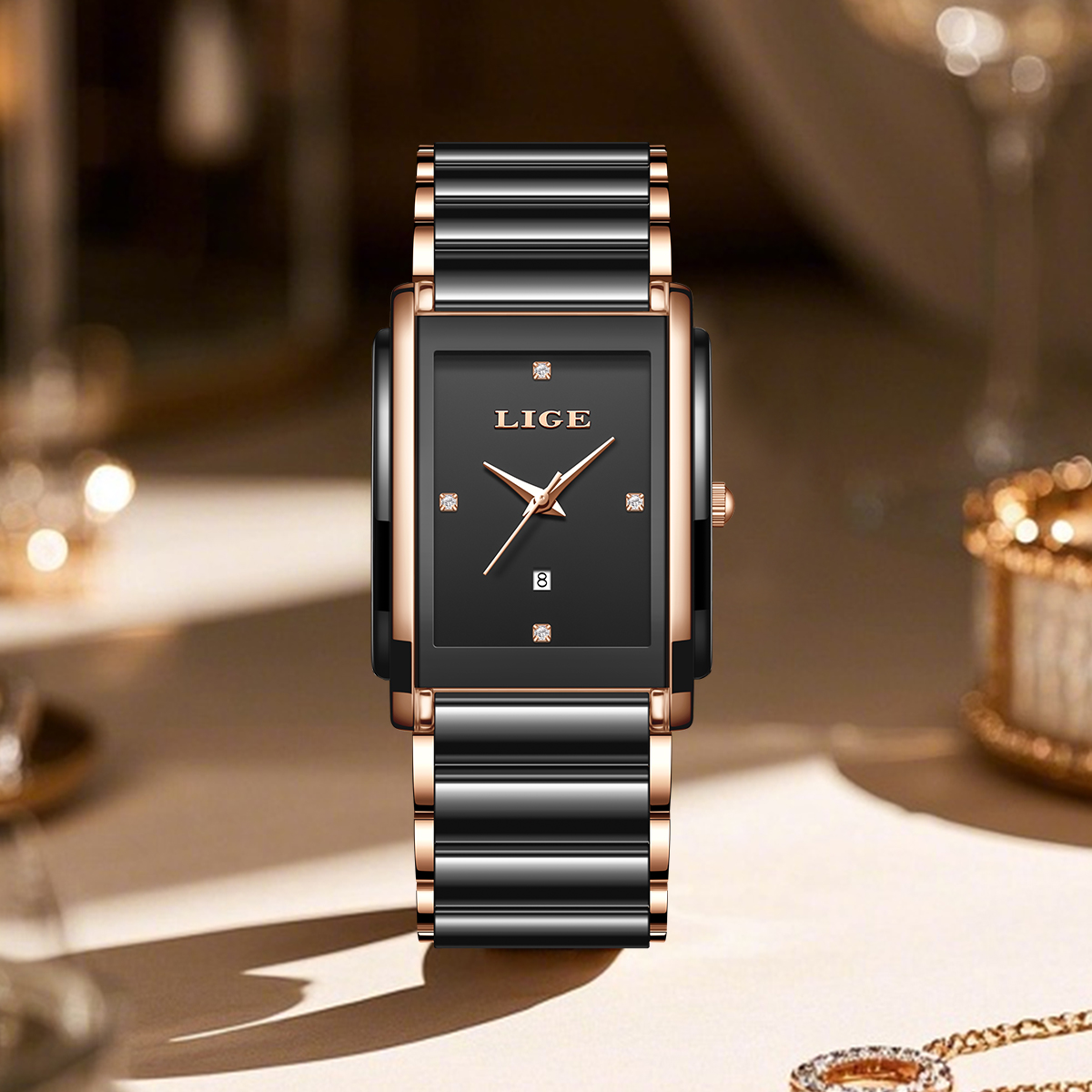LIGE ファッションエレガントな女性用腕時計フルセラミック - Luxury Watch Travel Case のレビューと価格