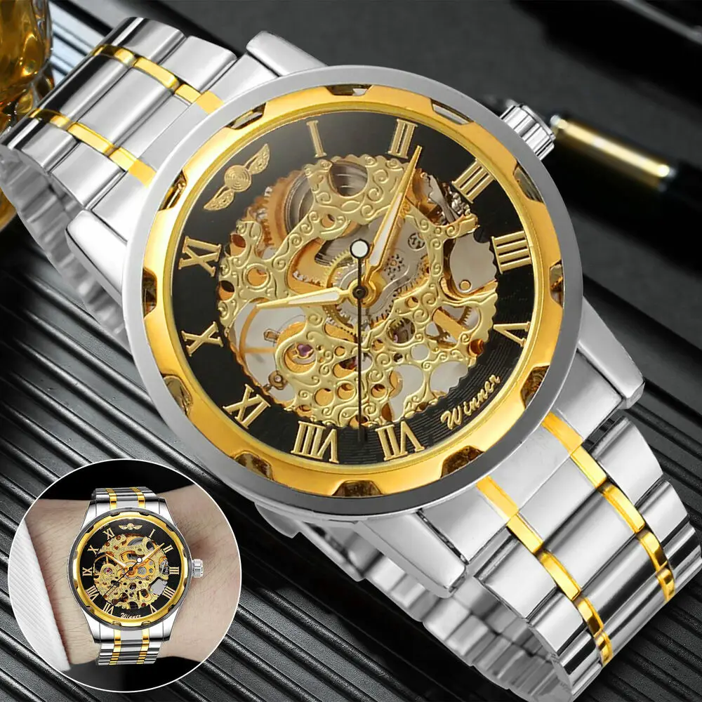 メンズステンレススチールストラップローマ数字ダイヤル高級ゴー - Luxury Watch Nice のレビューと価格