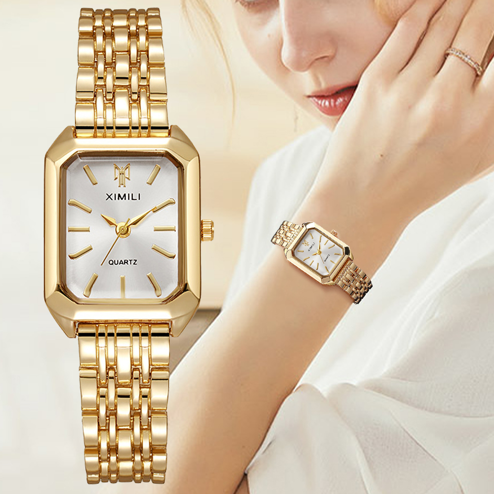 女性と女の子のための長方形のスチールバンドクォーツ時計、女性 - Luxury Watch Lady のレビューと価格