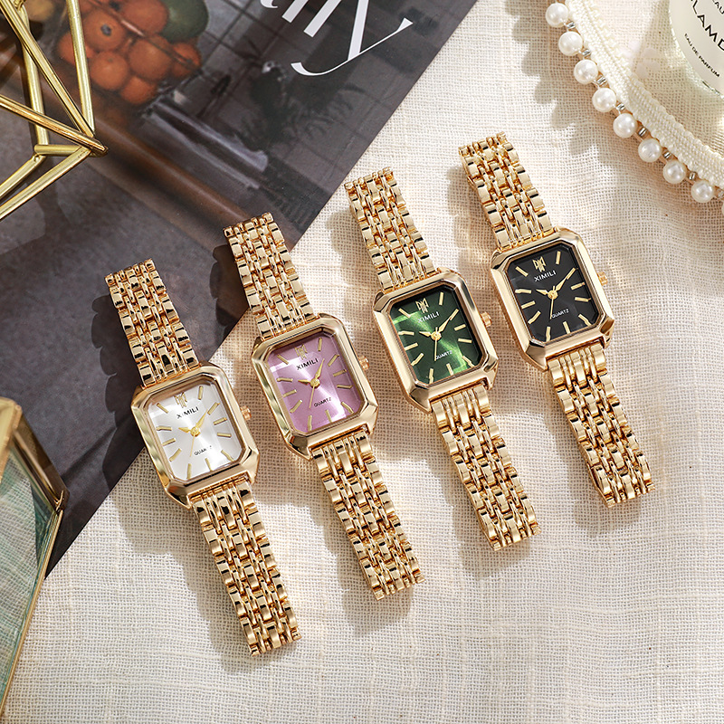 女性と女の子のための長方形のスチールバンドクォーツ時計、女性 - Luxury Watch Lady のレビューと価格